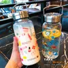 1000ml Fashion Graffiti Bottiglia d'acqua in vetro Sport per adulti Grande capacità Spazio trasparente Tazza Bottiglie filtranti per colino da tè portatile L230620