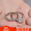 Vintage Brautring Sets Silber Farbe Kristall AAAA cz Liebhaber Versprechen Ehering Ringe für Frauen Mode Party Schmuck