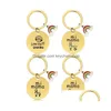 Keychains Lanyards 18 Styles Mothers Day Rainbow Round Keychain Gift Gold Stainless Steel Metal Key Chain With Lettering For Mama Dhqis