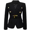 Damskie garnitury Blazers S-5XL2022 Spring i Jesienna Moda Wysokiej jakości małe garnitur B Button Lion Krótka Czarna Biała Jackidowa kurtka
