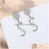 Stud Fashion Women Designer Orecchini Ear Stu 18K Gold Plated Designers Geometry Letters Crystal Earring Wedding Party Jewerlry Class Dhiru