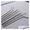 Drinking Straws Sier Stainless Steel St Metal Curved Straight Cup Can Clean And Reuse Milk Tea Coffee Beverage 150Pcs T500425 Drop D Dhhnn