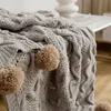 Blankets REGINA Luxury Elegant Pompons Blanket Throw Soft Chenille Stripe Design Wearable Knitted Home Office Travel Car 230626