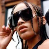 2023 New Punk Style Metal Large Frame One Piece Street Shot designer Sunglasses for women brands Hot Sale