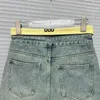 Dambyxor i stora storlekar för kvinnor, högväxt, kort lyxig design minijeans Sexiga blå sommarjeansshorts 322A