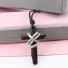 Pendentif Colliers WEIYU Alliage Bois Croix PU Cuir Corde Long Collier Déclaration Collier Pour Femmes Hommes Bijoux Religieux