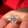 クラスターリングラグジュアリー925スターリング銀シミュレーションダイヤモンドウェディングエンゲージメントカクテル女性トパーズフィンガーオリジナルブランドジュエリー