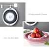 Colanders Strainers Retractable Folding Drain Pink Gray Basket Vegetables Colander Fruits Strainer Storage Cleaning Basket Kitchen Accessories 230627