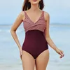 Maillot de bain femme couleur unie maillot de bain femmes 2023 été plage pour une pièce Sexy col en v réservoirs licou maillot de bain Biquinis