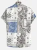 Camisas casuais masculinas masculinas com estampa Paisley sem camiseta masculina verão étnica botão para cima manga curta camiseta havaiana fashion