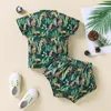 Ensembles de vêtements Born Baby Boys Summer Casual Suit Short Sleeve Leaf Print T-shirt Tops Printed Pants Outfit