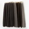 Skirts Spring And Autumn Pure Wool Pleated Long Skirt Women's Knit Base Fashion Pack Hip A-Line Cashmere Korean