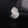 Cluster Anneaux De Luxe Réel Solide 925 En Argent Sterling Feuille Pave 110 PCS Simulé Bague En Diamant Cocktail De Mariage Pour Les Femmes Bijoux Taille 5-11