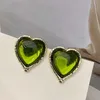 Kaimei mode bijoux français Vintage acrylique amour oeil de chat Design Style vert opale Agate coeur boucles d'oreilles