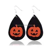 Charme Halloween Weihnachten Thema Leder Ohrring Für Frauen Glitter Geist Ohrringe Tropfen Baumeln Schwarz Party Schmuck Geschenk Lieferung Dhry2