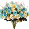 Decorative Flowers Wedding Rose Artificial Flower Floral Grave Home Party 1 Bunch Bouquet Decor Fake Decoration Accessories