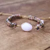 Bracelets porte-bonheur pierre naturelle Rhodonite perles Bracelet femmes hommes à la main chaîne tressée Yoga amitié amant