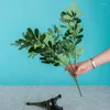 Decorative Flowers Artificial 7 Branch Green Jujube Leaves Plastic Fake Plants Leaf Home Soft Dress Wedding Garden Table Decor