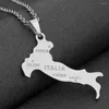 Naszyjniki wisiorek moda stal nierdzewna mapa we Włosze 18k złoty kolor Roma Naszyjnik dla kobiet i mężczyzn prezenty biżuterii