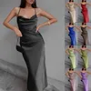 Günlük Elbiseler Yaz Saten Elbise Kadınlar Için Spagetti Kayışı Dantelli Kukuletası Boyun Parti Gece Seksi Backless Zarif Kadın Robe