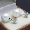 Dangle Earrings Fashion Jewelry Snow Grey Shell Pearl Red Oyster 925 Sterling Silver CZ Dia