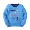 T-shirts Jumping Meters Garçons Manches Longues Requin Motif De Broderie Sweats Enfants Vêtements Automne Survêtement Bleu Vêtements 2 7 Ans 230627