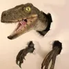 Objetos decorativos Estatuetas Dinossauro Montado na Parede Busto Realista Cabeça de Raptor Escultura em Resina Pendurado na Parede Decoração para Quarto de Crianças Bar Decoração de Casa 230628