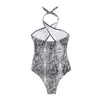 Damenbadebekleidung Sexy Cut Out One Piece Badeanzug Frauen 2023 Push Up Badeanzug Halter Beachwear Snakeskin Monokini Bodysuit