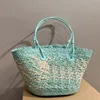 Sac de paille de plage d'été grande capacité sac à main femmes bloc de couleur sacs à bandoulière panier de légumes poignée en cuir évider Lafite herbe tissé voyage fourre-tout sac à main