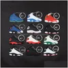 Keychains Lanyards 2022 MTI-Styles Designer Mini Sneaker Keychain Brand Sport Shoe Key Chain Men Women Ring Creative Gift Dro DH7GM