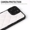 Lambskskin 6d rombiska läderföretag Slim Cases Non-Slip Full Camera Lens Proction Soft Grip Soft TPU stötsäkert skyddande täckning för iPhone 14 13 12 11 Pro Max