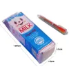 Fall 10st Blue and Red Milk Carton Shape Pu Pencil Case Stationery Bag Pencil Storage Bag Pencil Box Box Picks Studentkontor