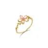 Bagues en grappe en argent fin 925 bijoux pour femmes en or 18 carats bague en cristal rose fleur appelée fleur de pêcher votre cadeau de mariage copines