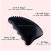 Massagesteine Felsen Gua Sha Gesichtskörper Mas Tools Einzigartiger 9-Kanten-Bian-Stein mit Graten Sanftes Guasha-Scra-Werkzeug Schwarz Xb Drop Deli Dhhz5