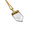 Pendentif Colliers Quartz Clair Bijoux Collier En Cristal Pour Femmes Chaînes En Or 2023 Bouclier Placage Cristaux De Roche Gemme Charmes Cadeau De Fête