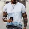 Men's T Shirts Summer Vintage Snow Mountain Print Clothing Men's Loose Short Sleeve Streetwear Casual Tops