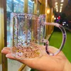 Tasse à café en verre à double paroi étoile avec de belles paillettes bulle résistant à la chaleur Kawaii mignon petit déjeuner thé tasse à eau poignée tasses L230620