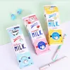 Bags 20 pcs/lot Creative Milk Bottle School Pencil Bag Cartoon Animal Stationery pouch PU leather Pen Bag School Supplies