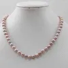 Chains >>> Natural Pink Purple7-8mm Akoya Freshwater Pearl Necklace 18"