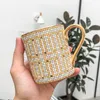 Tumblers Luxury Design Mosaic Coffee Cup Nordic Ins Gold Painted Ceramic Water 350 Ml Fashion Milk 230626