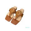 2023 Kvinnor tå sandaler cirkulära sammanlåsande platt sandal typ guldtontillbehör flip flops sko storlek 35-43