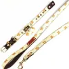 Pets Collar Leashes Ins Style Printed Pet Leather Collars Sets Outdoor Durable Chai Keji Dog Pu Leather Leashes JH