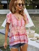 Self designed fashion women's shirt 2023 spring and summer Bohemian leisure resort top