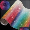 Party Decoration Sparklebrite Rainbow Rhinestone Stickers - Diy Craft Gems For Phone Car Gifts Self-Adhesive Glittering Sheets 9.4X7 Dh7X2