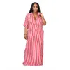 2023 Vintage Summer Vestidos Robes pour femme Splice Splice Split Long jupe batwing trois quarts à manches droites de chemise droite robe maxi robe