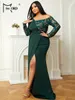 Plus Size Dresses Missord Size Strapless ColorBlock Emerald Green Gown Evening Dress Formell tillfälle 230627