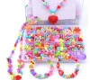 Kit de fabricação de joias faça você mesmo conjunto de miçangas coloridas pop presentes criativos feitos à mão colar de cordão de acrílico colar pulseira artesanato para crianças