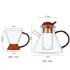 Glass cold water cup glass cold kettle amber with ball cover Faz pot flower teapot tea set cup cute water bottle L230620
