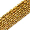 Beads Faceted Oval Gold Hematite Natural Stone Rice Grains Spacers Loose For Jewelry Making Diy Bracelet Necklace 3x5/4x6/6x12MM