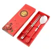 Dinnerware Sets Chopsticks And Spoon Set With Non-Slip Design Long Handle Metal For Daily Life Durable Minimalist Style DIN889